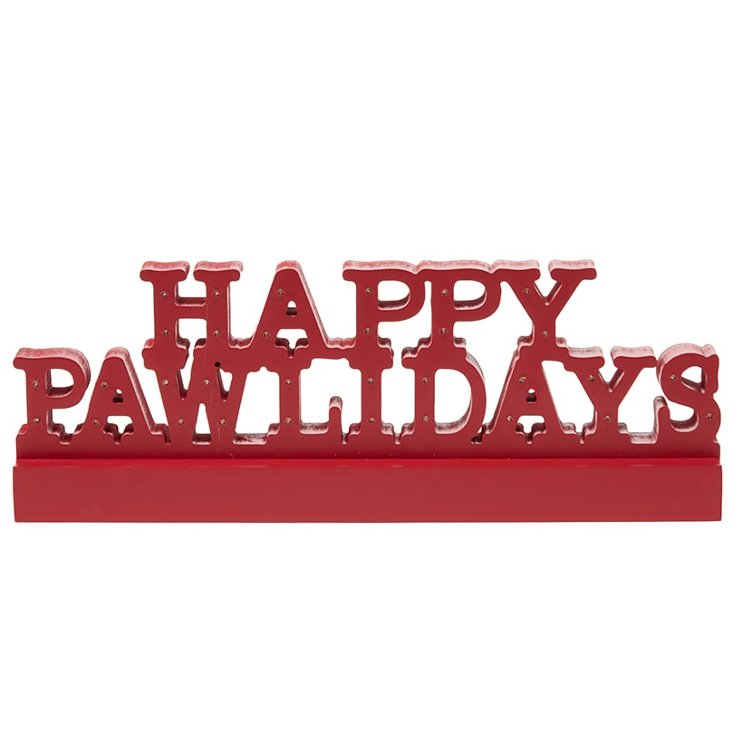 Lighted Happy Pawlidays Christmas Plaque