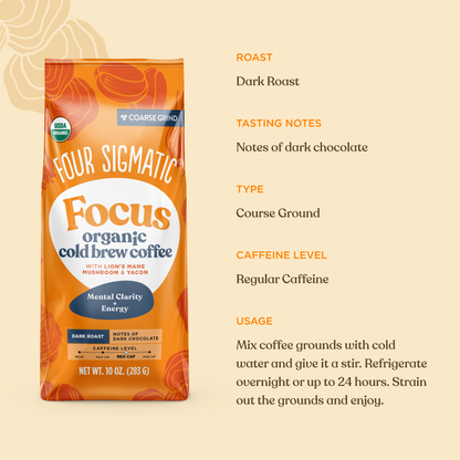Focus Cold Brew Ground Coffee - Smooth Cold Brew Coffee Blend