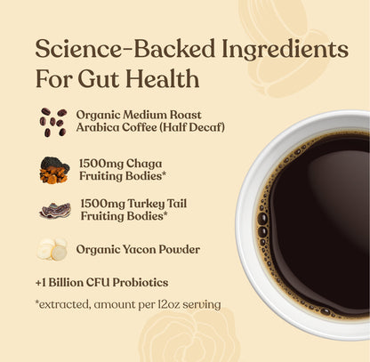 Gut Health Ground Coffee - Medium - Gut Health Medium Roast Daily Brew Coffee