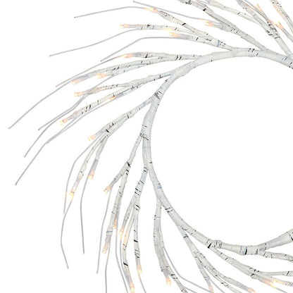Lighted Winter Birch Branch Wreath 24\"