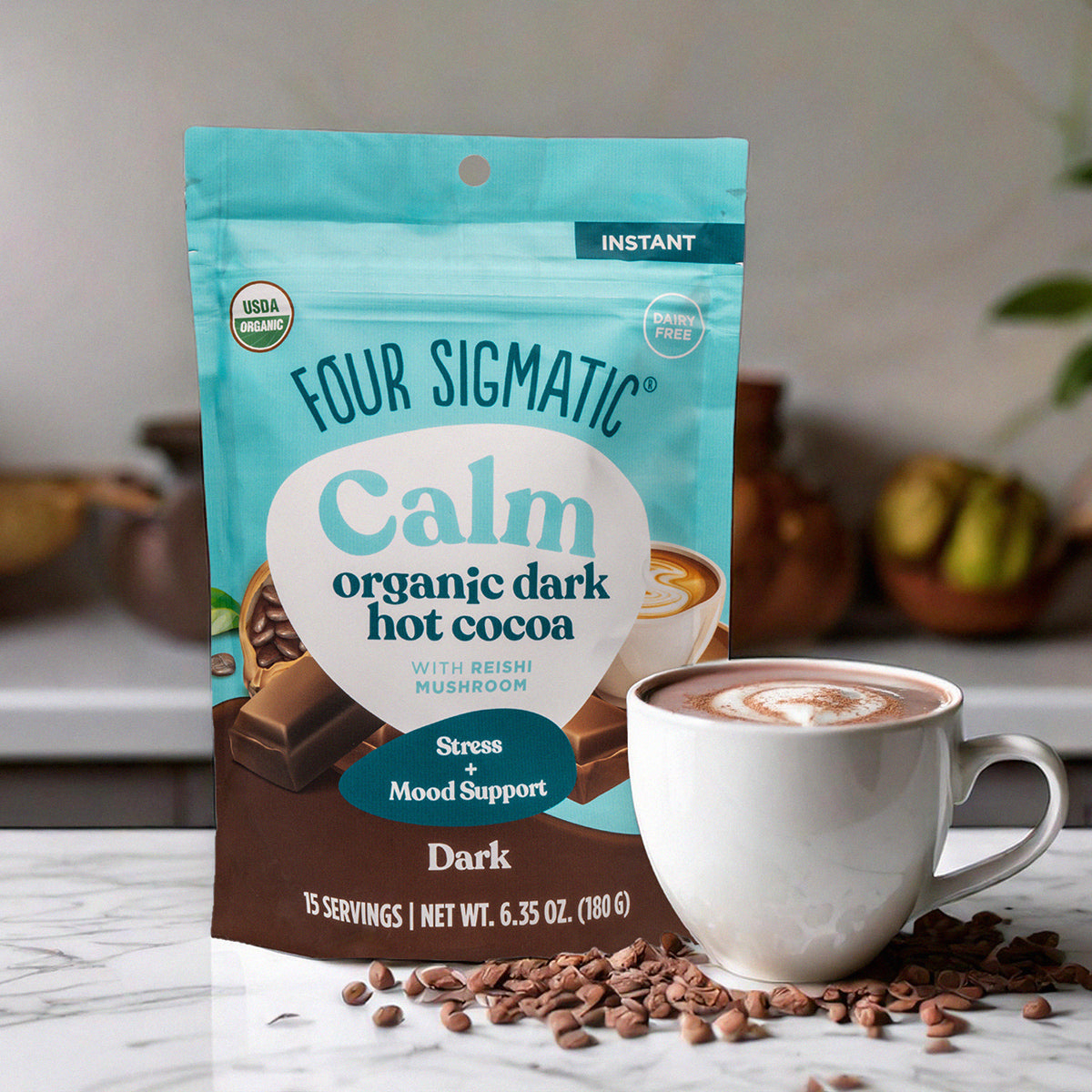 Calm Dark Hot Cocoa - Calm Wellness Drink Packets