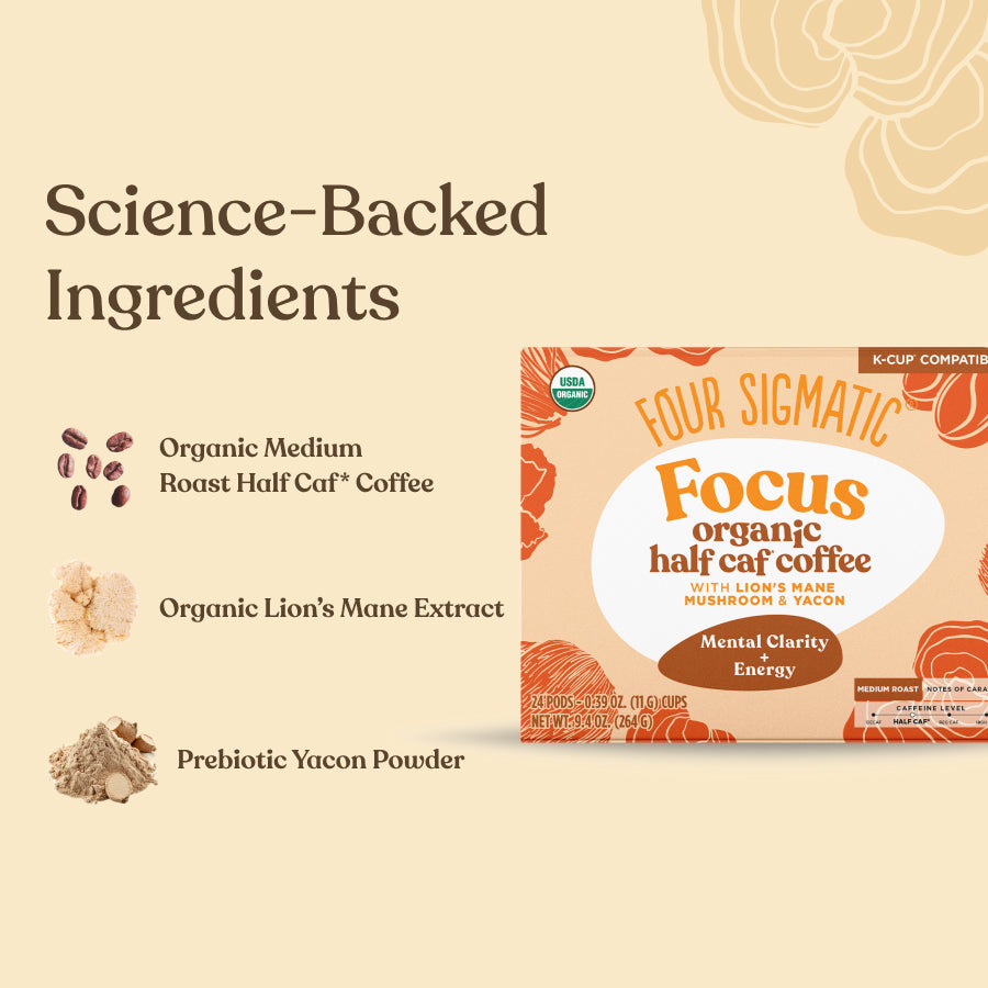 Focus Half-Caf Coffee Pods (24ct) - Focus Half Caf Daily Brew Pods