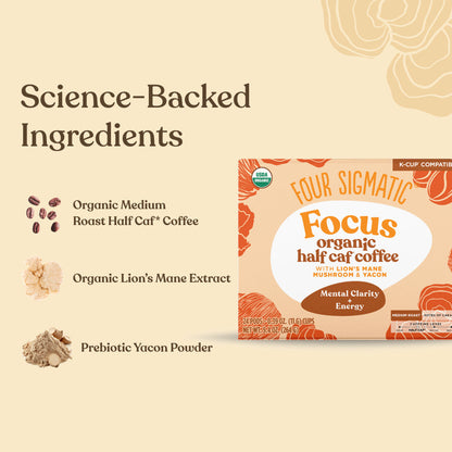 Focus Half-Caf Coffee Pods (24ct) - Focus Half Caf Daily Brew Pods