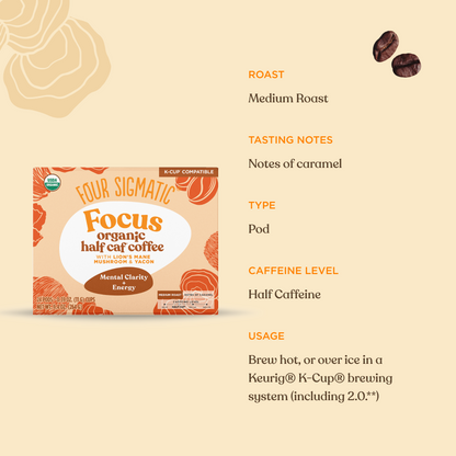 Focus Half-Caf Coffee Pods (24ct) - Focus Half Caf Daily Brew Pods