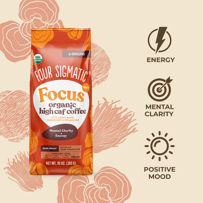 Focus Max High Caf Ground Coffee - Dark - High Caf Dark Roast Daily Brew Coffee