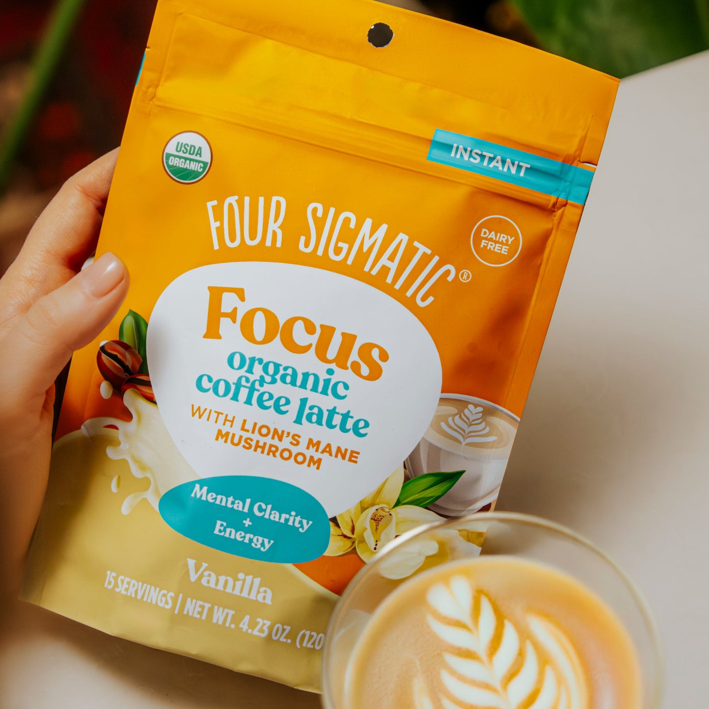 Focus Organic Coffee Latte - Vanilla - Vanilla Coffee Latte Functional Latte Mix
