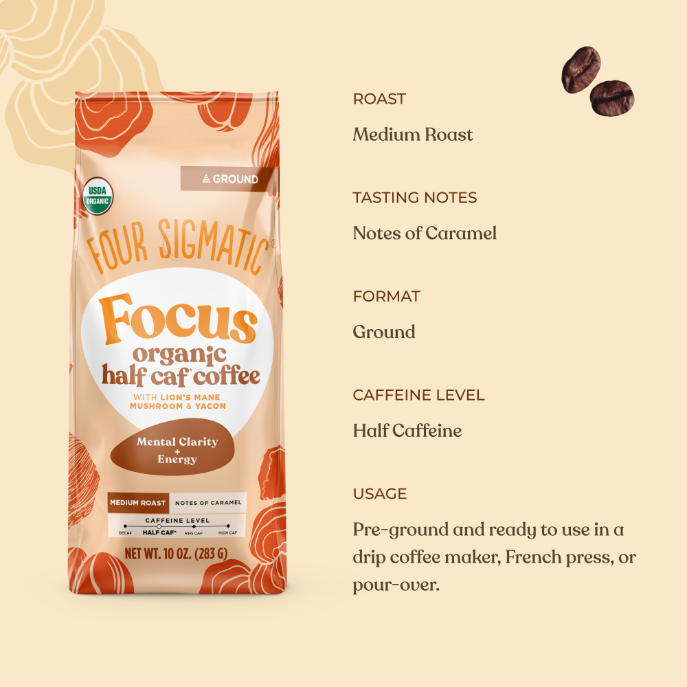 Focus Half Caf Ground Coffee - Medium - Half Caf Medium Roast Daily Brew Coffee