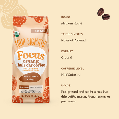 Focus Half Caf Ground Coffee - Medium - Half Caf Medium Roast Daily Brew Coffee