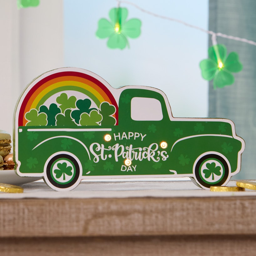Valentine's and St Patrick's Lighted Truck Tabletop Décor