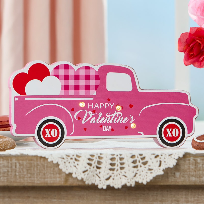 Valentine's and St Patrick's Lighted Truck Tabletop Décor