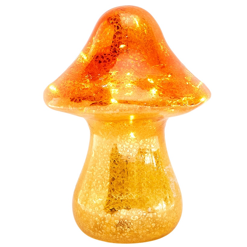 Fall Lighted Glass Mushrooms - Green Yellow or Orange