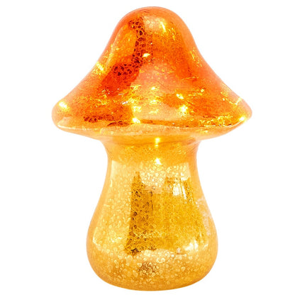 Fall Lighted Glass Mushrooms - Green Yellow or Orange