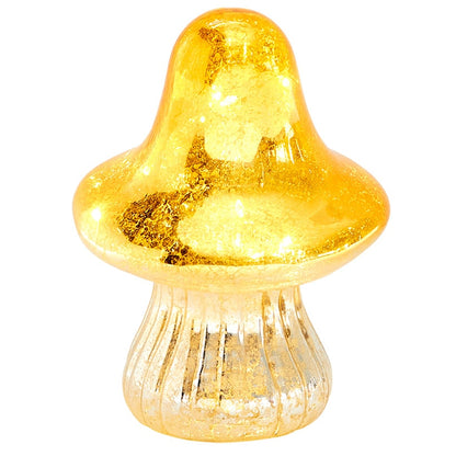 Fall Lighted Glass Mushrooms - Green Yellow or Orange
