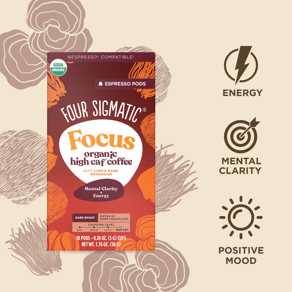 Focus Dark Roast High Caf Espresso Pods (10ct) - High Caf Dark Roast Coffee Capsule Pack