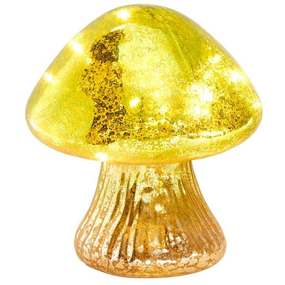 Fall Lighted Glass Mushrooms - Green Yellow or Orange
