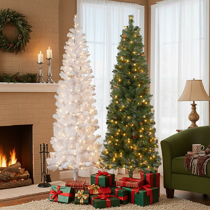 Prelit Slim Christmas Tree - 7 Ft