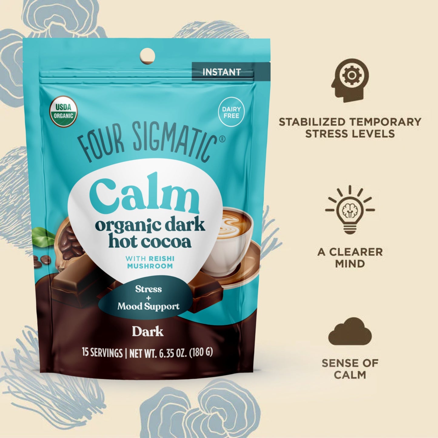 Calm Dark Hot Cocoa - Calm Wellness Drink Packets