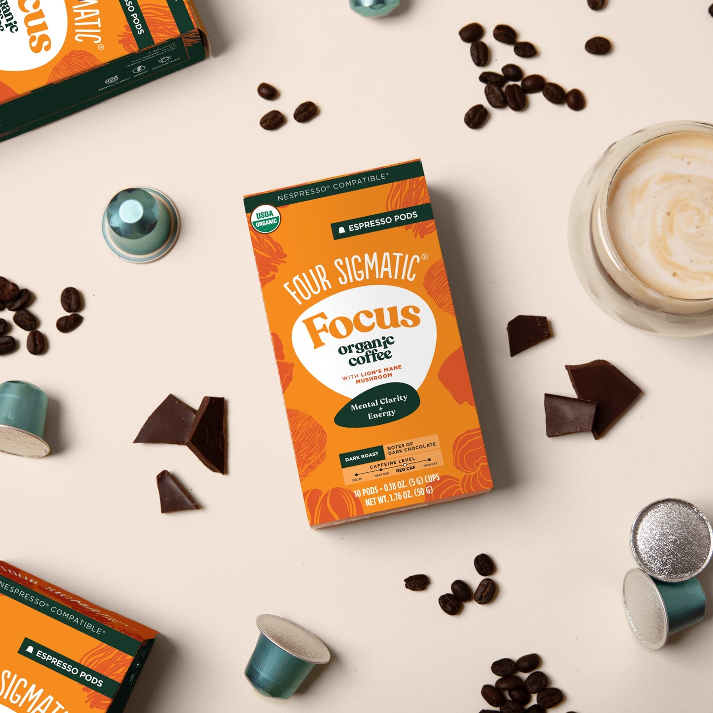 Focus Dark Roast Espresso Pods (10ct) - Dark Roast Coffee Capsule Pack