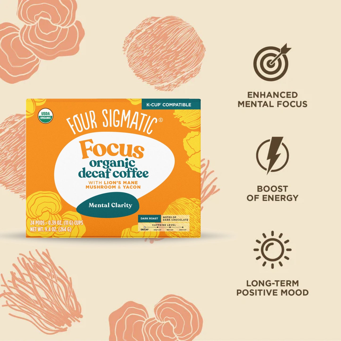 Focus Decaf Coffee Pods (24ct) - Focus Decaf Daily Brew Pods