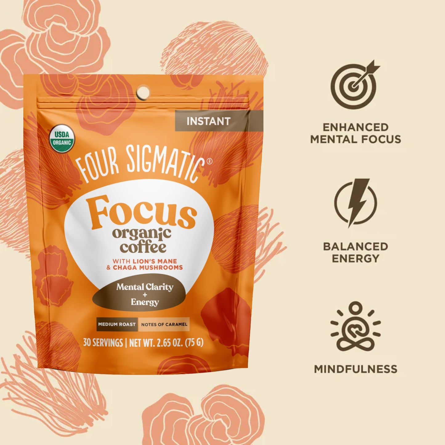 Focus Instant Coffee Multiserve - Focus Daily Mushroom Coffee