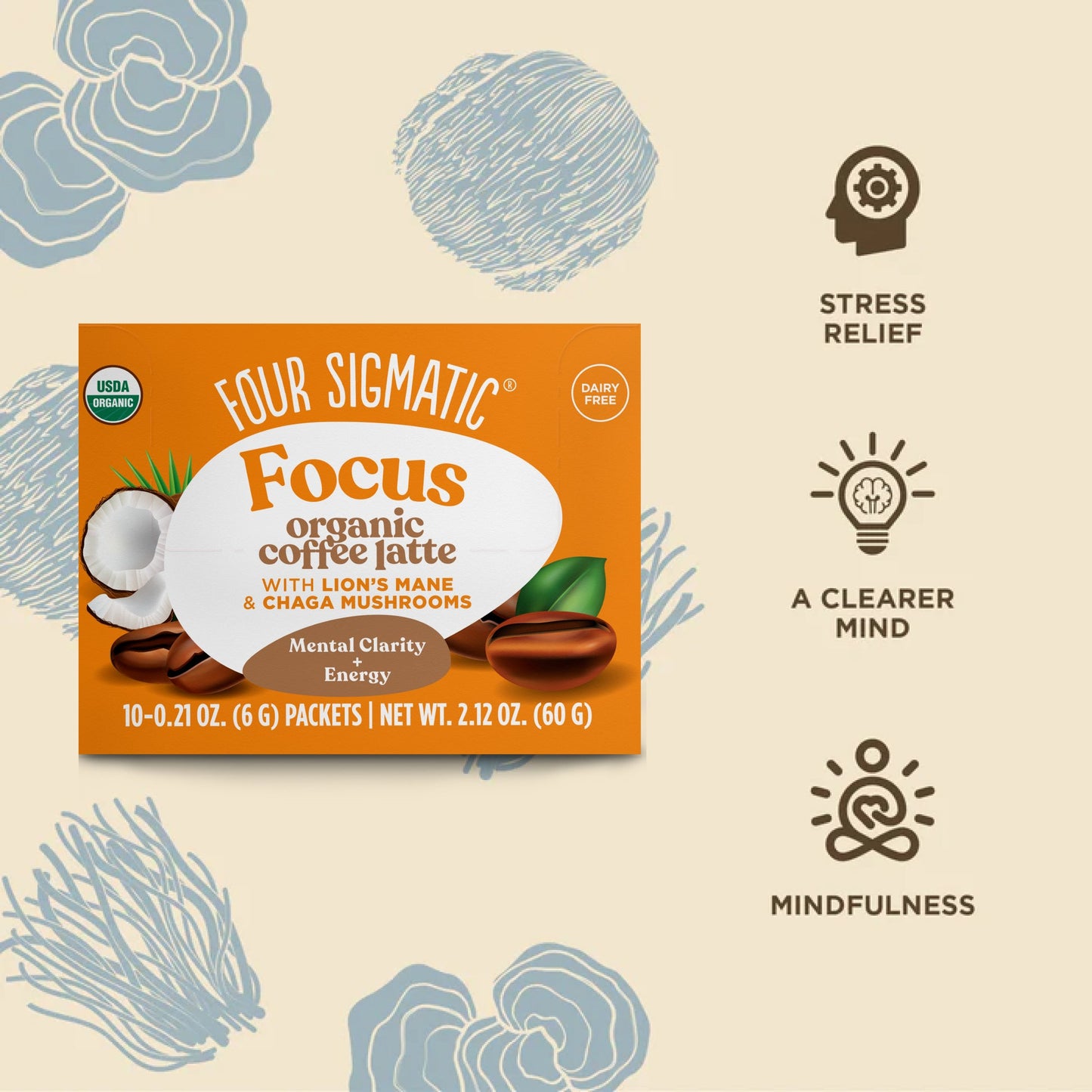 Focus Instant Coffee Latte Packets - Coffee Latte Functional Latte Mix